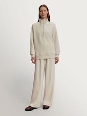 Varley Ivory Marl Molly Half Zip Longline Sweatshirt - Image 4 of 7