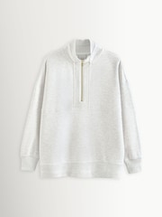 Varley Ivory Marl Molly Half Zip Longline Sweatshirt - Image 7 of 7