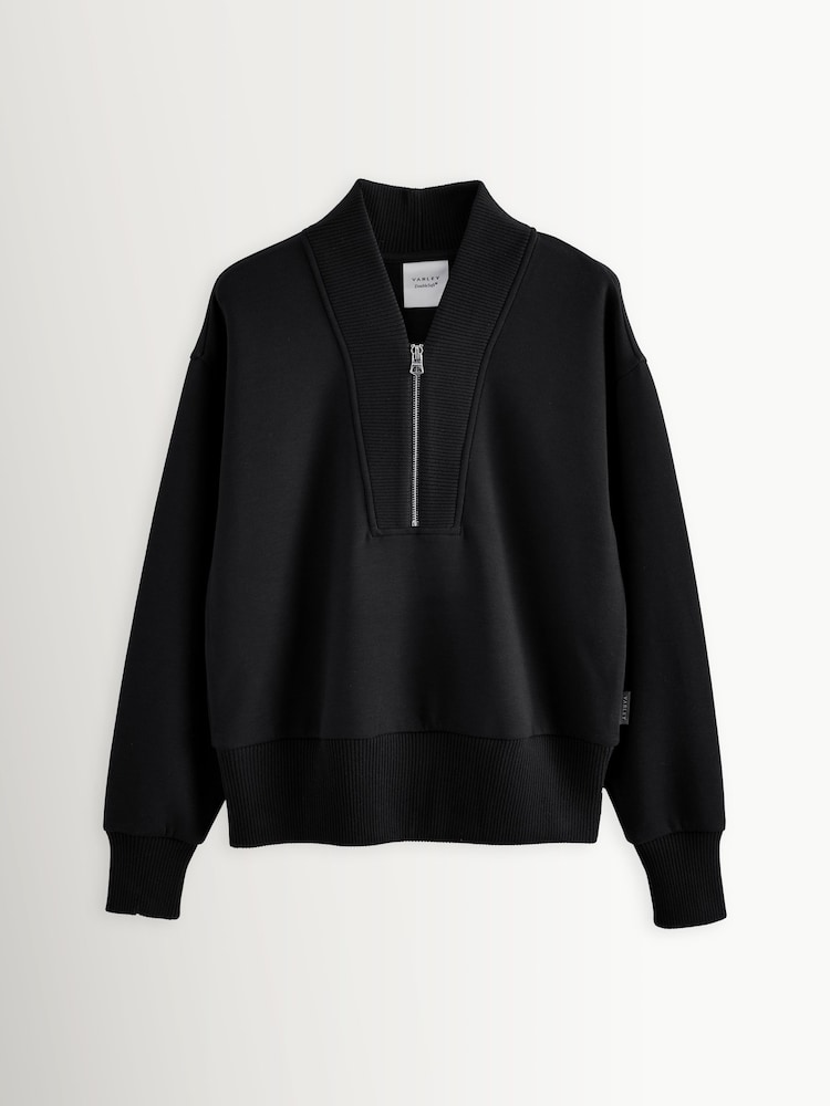 Varley Black Sally Half Zip Sweat Top - Image 7 of 7