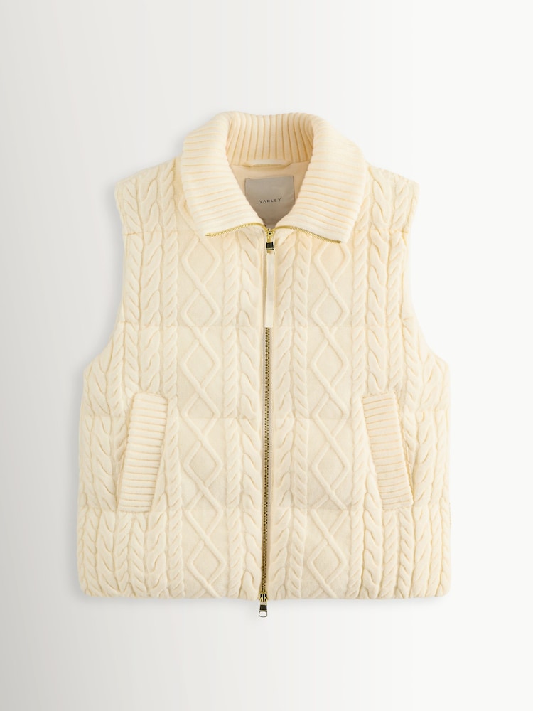 Varley Egret Irina Cable Knit Gilet - Image 11 of 11 Varley Egret Irina Cable Knit Gilet - Image 11 of 11