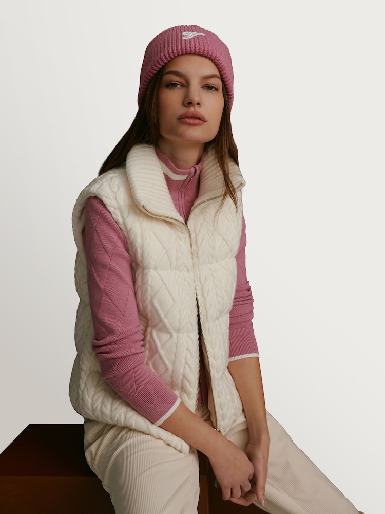 Varley Egret Irina Cable Knit Gilet - Image 2 of 11 Varley Egret Irina Cable Knit Gilet - Image 2 of 11