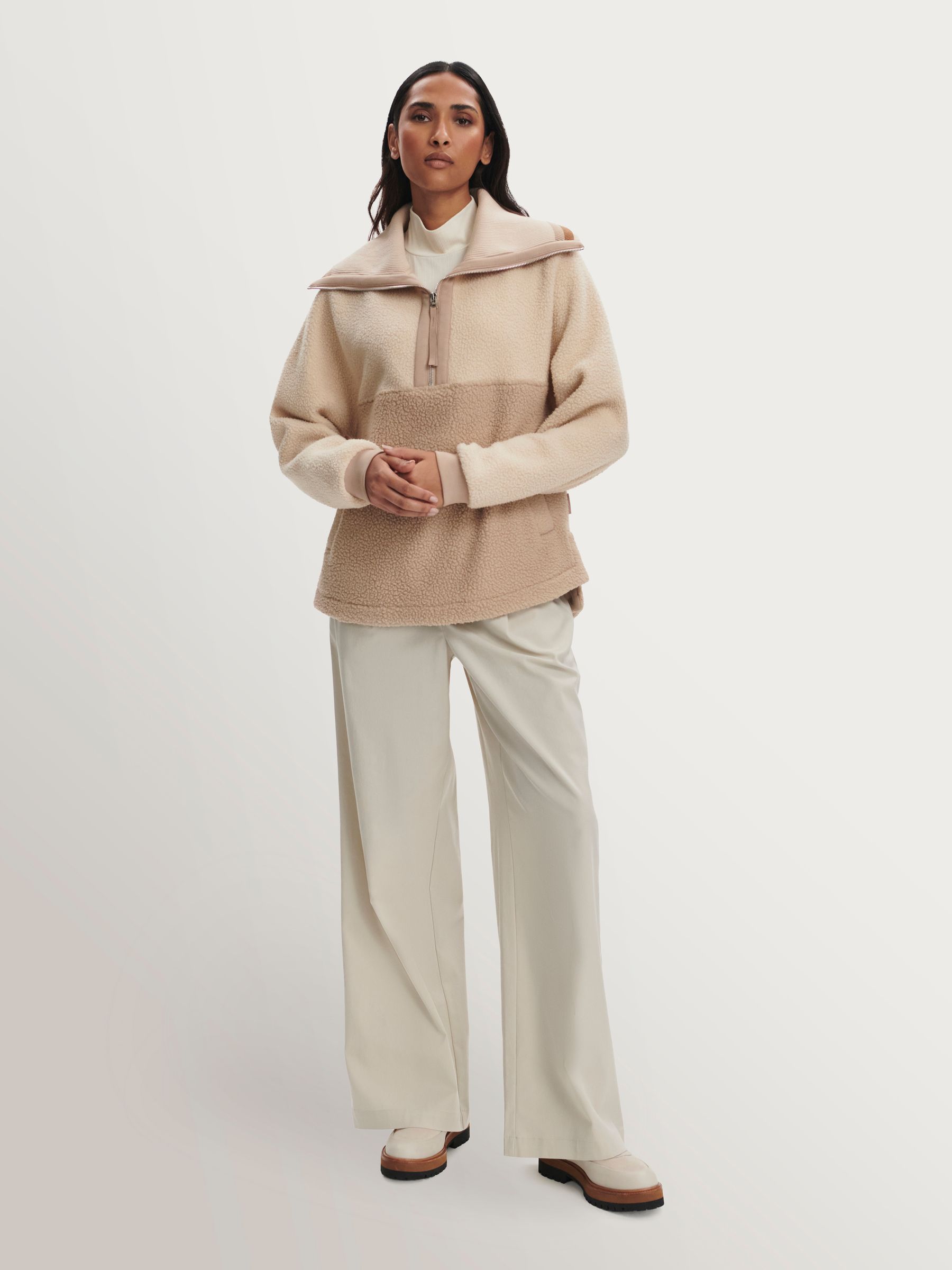 Varley Cool Sand/Light Taupe Carmine Relaxed Half Zip Fleece | Seasons