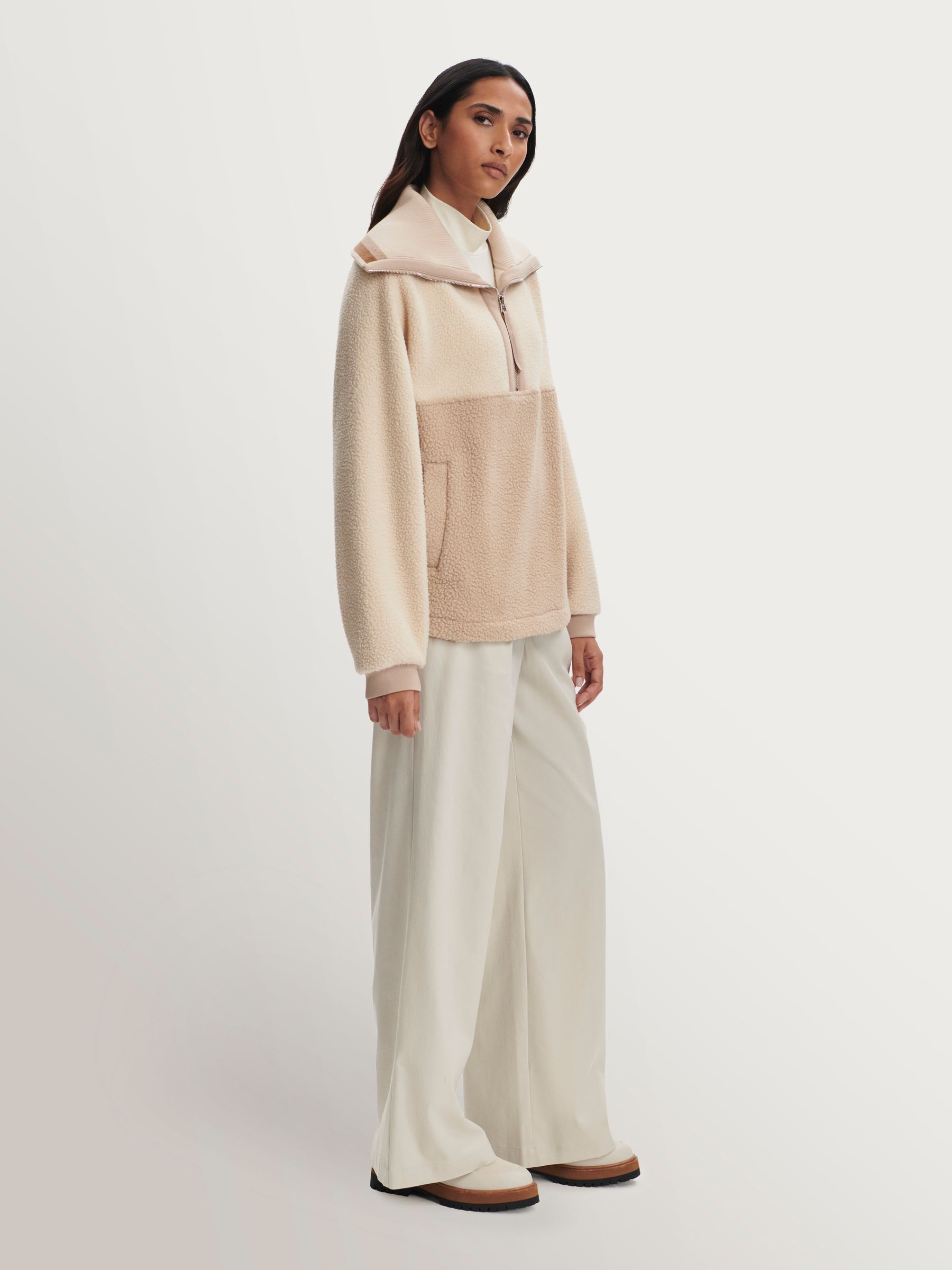 Varley Cool Sand/Light Taupe Carmine Relaxed Half Zip Fleece | Seasons