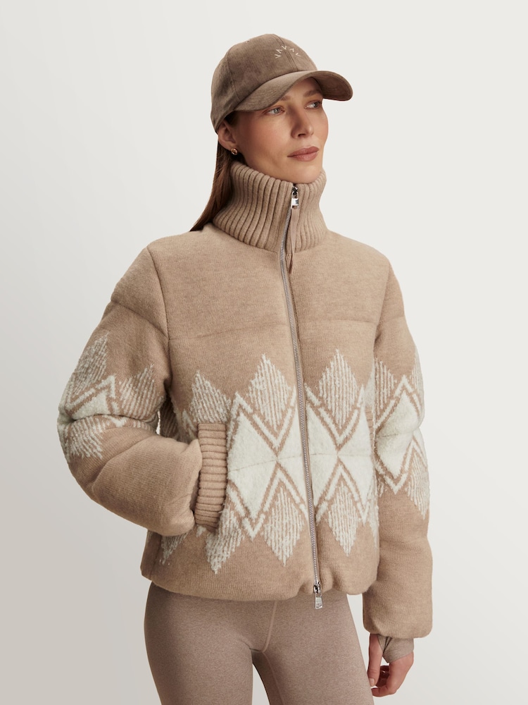 Varley Light Taupe Belinda Knit Puffer Coat - Image 1 of 10