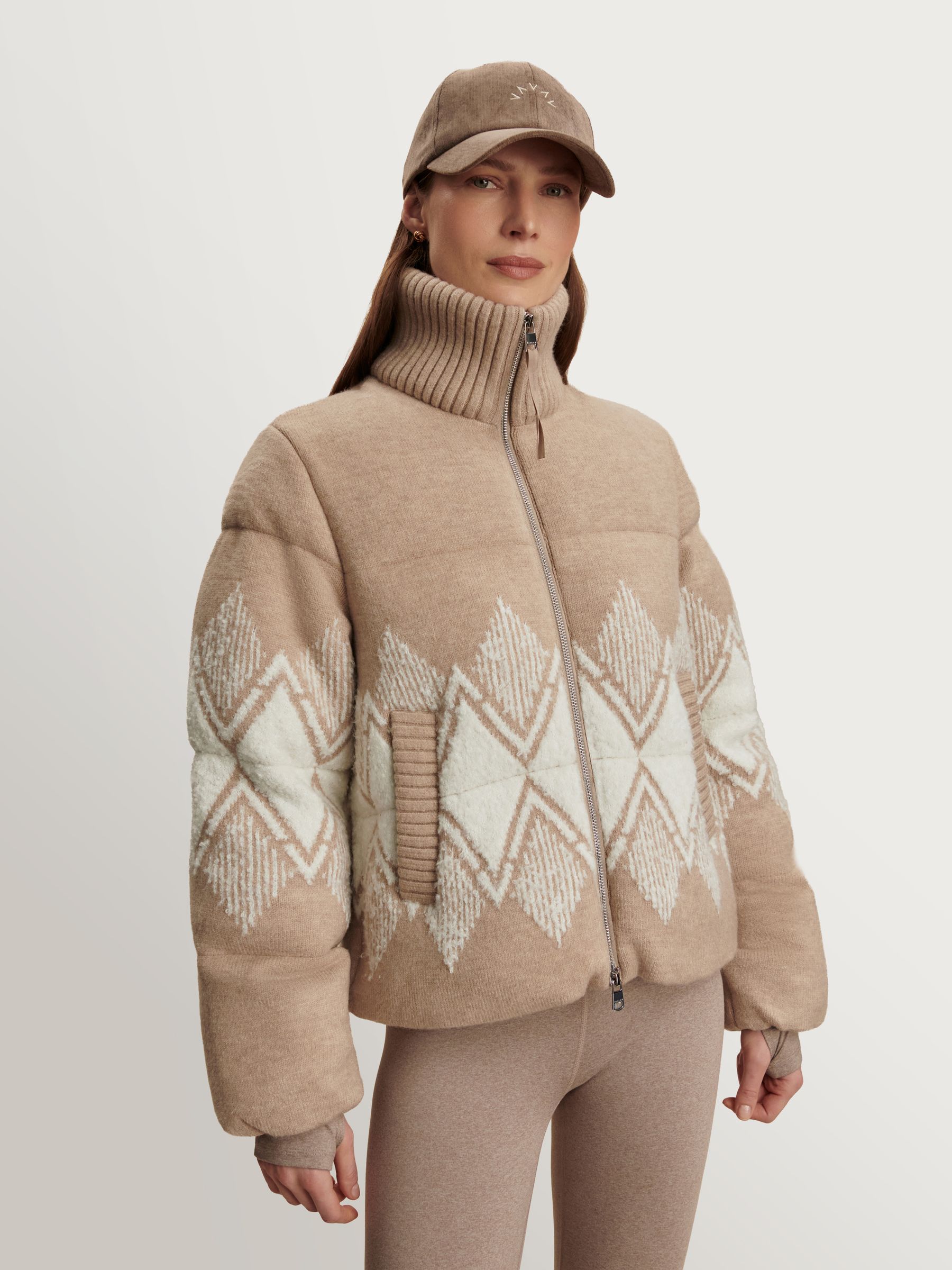 Varley Light Taupe Belinda Knit Puffer Coat | Seasons