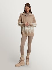 Varley Light Taupe Betty Jacquard Half Zip Jumper - Image 5 of 9