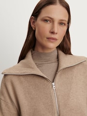 Varley Light Taupe Betty Jacquard Half Zip Jumper - Image 8 of 9
