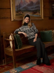 Varley Charcoal Ida Relaxed Fairisle Pattern Rollneck Jumper - Image 12 of 13