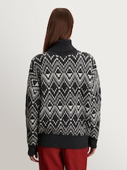 Varley Charcoal Ida Relaxed Fairisle Pattern Rollneck Jumper - Image 2 of 13