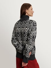 Varley Charcoal Ida Relaxed Fairisle Pattern Rollneck Jumper - Image 4 of 13