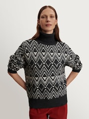Varley Charcoal Ida Relaxed Fairisle Pattern Rollneck Jumper - Image 7 of 13