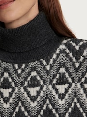 Varley Charcoal Ida Relaxed Fairisle Pattern Rollneck Jumper - Image 8 of 13