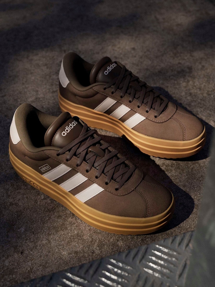 Womens adidas Brown/Pink VL Court Bold Trainers US 8.5 (UK 6.5)
