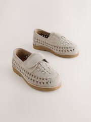 Neutral Standard Fit (F) Touch Fastening Woven Suede Loafers - Image 1 of 5