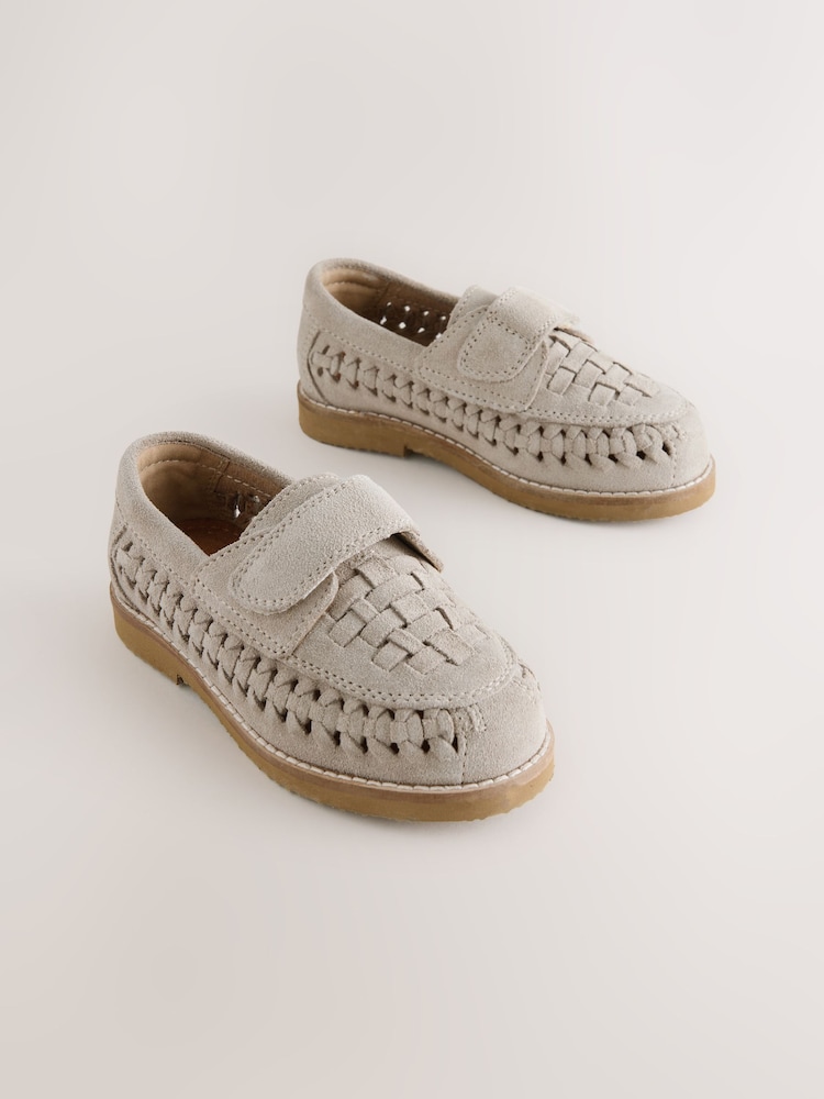 Neutral Standard Fit (F) Touch Fastening Woven Suede Loafers - Image 1 of 5
