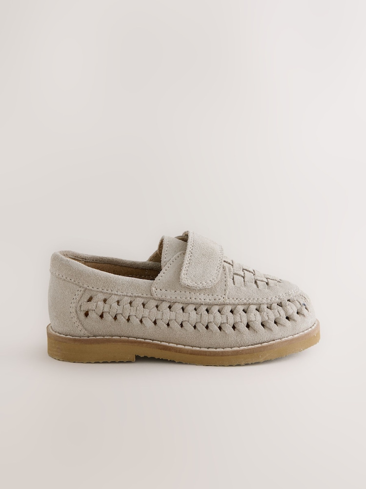 Neutral Standard Fit (F) Touch Fastening Woven Suede Loafers - Image 2 of 5