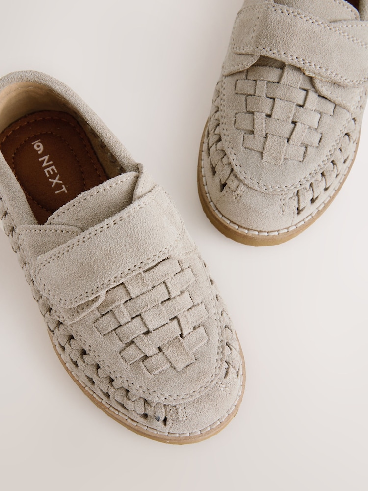 Neutral Standard Fit (F) Touch Fastening Woven Suede Loafers - Image 5 of 5