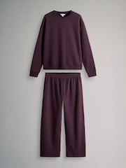The Set Dark Purple Crew Neck Sweatshirt and Wide Leg Joggers Set - Image 1 of 5