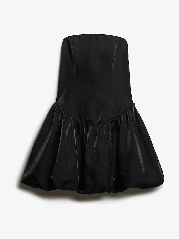 Superdry Black Strapless Puff Ball Mini Dress - Image 2 of 3