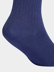 adidas White/Blue 6 Pack Kids 3-Stripe Crew Socks 6 Pack - Image 3 of 3