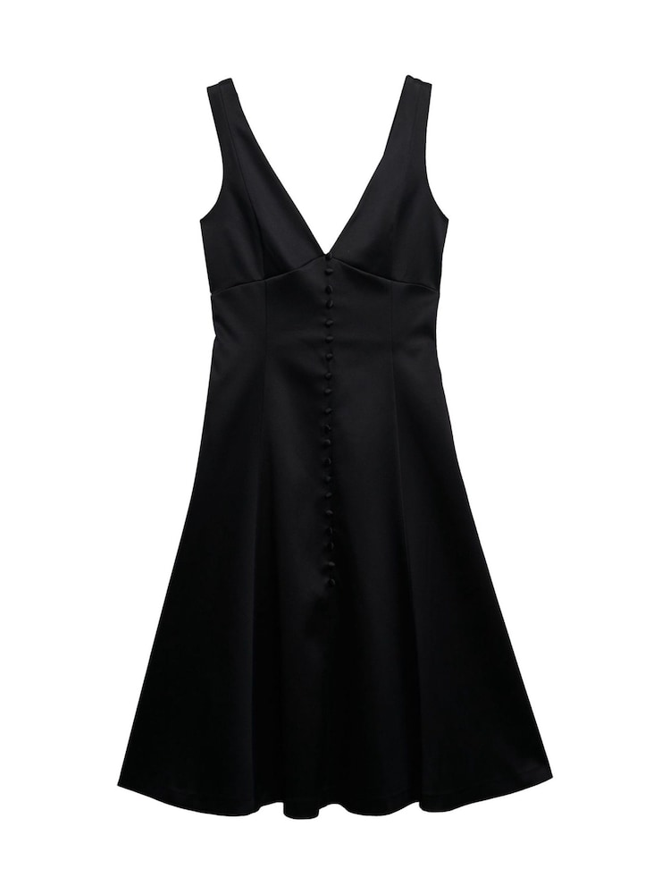 Superdry Black Satin V-Neck Dress - Image 1 of 2 Superdry Black Satin V-Neck Dress - Image 1 of 2