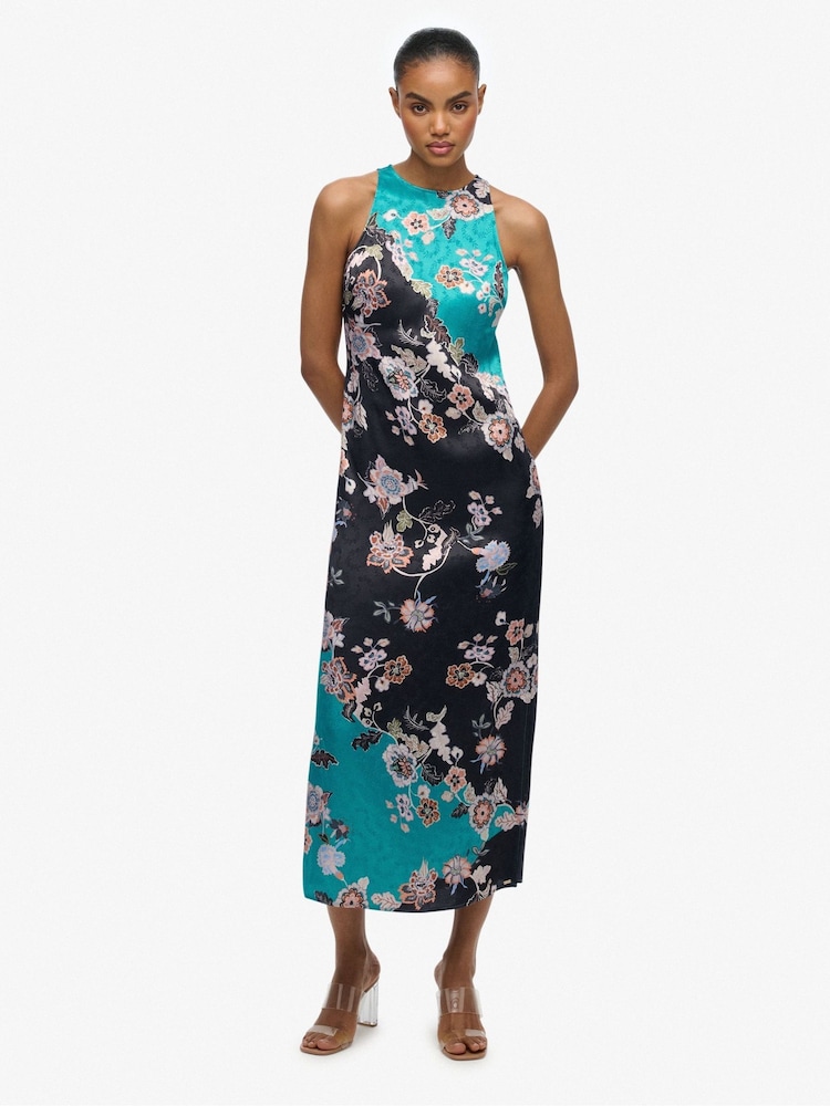 Superdry Black Racer Jacquard Maxi Dress - Image 1 of 8 Superdry Black Racer Jacquard Maxi Dress - Image 1 of 8