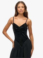 Superdry Black Velvet Corset Strapless Dress - Image 4 of 8
