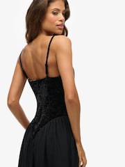 Superdry Black Velvet Corset Strapless Dress - Image 5 of 8