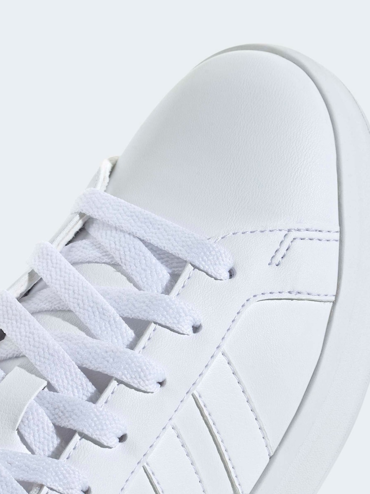 adidas White Grand Court 3.0 Junior Trainers - Image 8 of 8