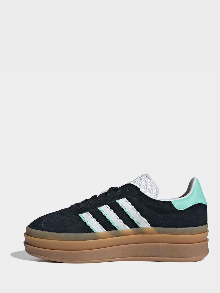 adidas gazelle silver green womens adidas Originals Older Kids Gazelle Bold (GS) - Core Black/Blue  Spark/Wonder White - Trainers