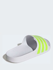 adidas White/Green Adilette Kids Swim Sandals - Image 2 of 9
