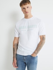 River Island White Slim Fit Casa Carta White T-Shirt - Image 1 of 5