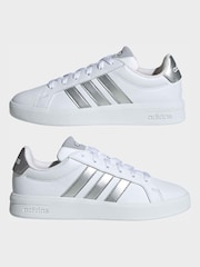 adidas White/Silver Grand Court 3.0 Junior Trainers - Image 5 of 9