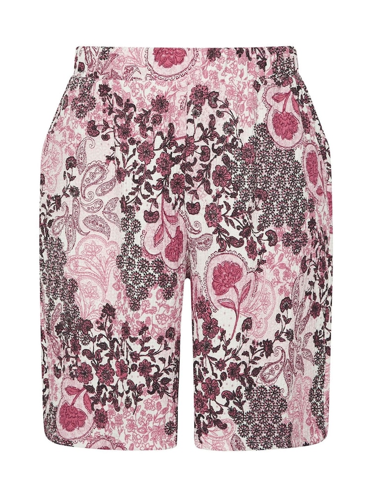 Yours Curve Pink Paisley Crinkle Shorts - Image 5 of 5