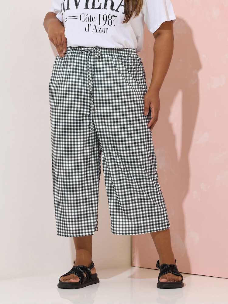 Yours Curve Black Gingham Culottes - Image 1 of 5