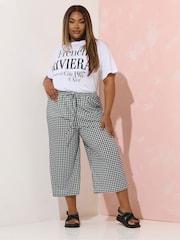 Yours Curve Black Gingham Culottes - Image 2 of 5