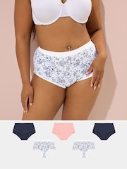 Yours Curve Blue Full Knickers 5 Pack - Image 1 of 10