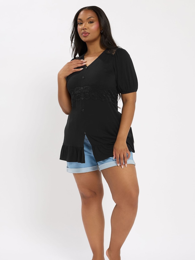Yours Curve Jersey Romantic Frill Blouse - Imagen 2 de 5 Yours Curve Jersey Romantic Frill Blouse - Imagen 2 de 5