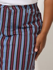 Yours Curve Blue Limited Stripe Denim Mini Skirt - Image 4 of 5