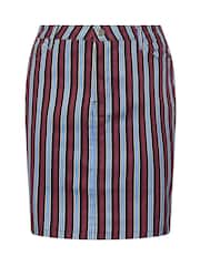Yours Curve Blue Limited Stripe Denim Mini Skirt - Image 5 of 5