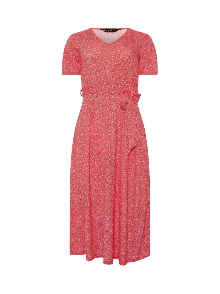 M&Co Red Ditsy Tie Waist Midi Dress - Image 5 of 5