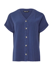 Azul - Blusa M & para lavagem com botão de coácido - Imagem 5 de 5