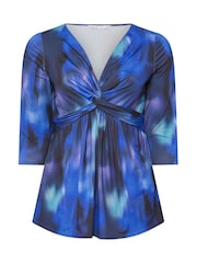 Yours Curve Blue London Abstract Knot Front Tops - Image 5 of 5