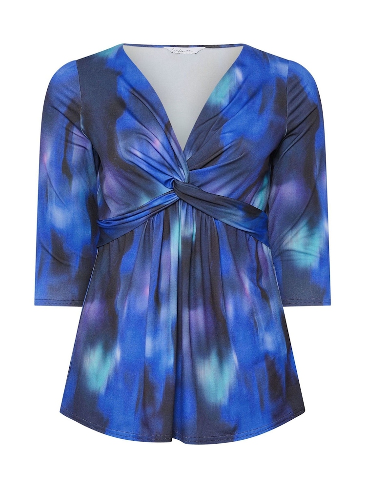 Yours Curve Blue London Abstract Knot Front Tops - Image 5 of 5
