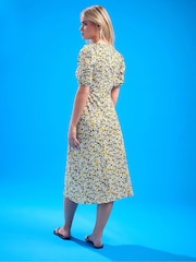PixieGirl Petite Yellow Frill Neck Tie Front Mini Dress - Image 2 of 5