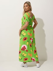Yours Curve Green Limited Fruit Bardot Dress - Image 4 of 6