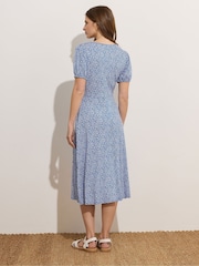 M&Co Blue Ditsy Wrap Midi Dress - Image 3 of 5