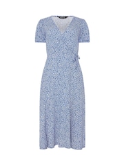 M&Co Blue Ditsy Wrap Midi Dress - Image 5 of 5
