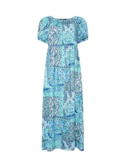 M&Co Blue Ethnic Printed Scoop Neck Dress - Image 1 of 1