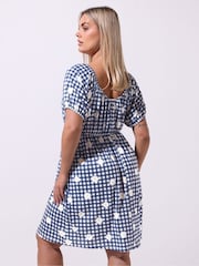 Yours Curve Blue Limited Gingham Mini Dress - Image 3 of 5